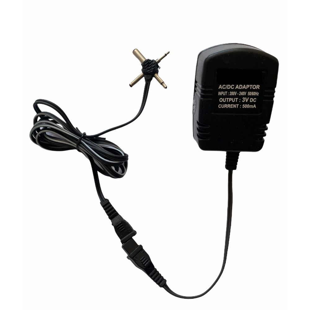 Black 3V 500mA AC Power Adapter with cable, ideal for electronics.