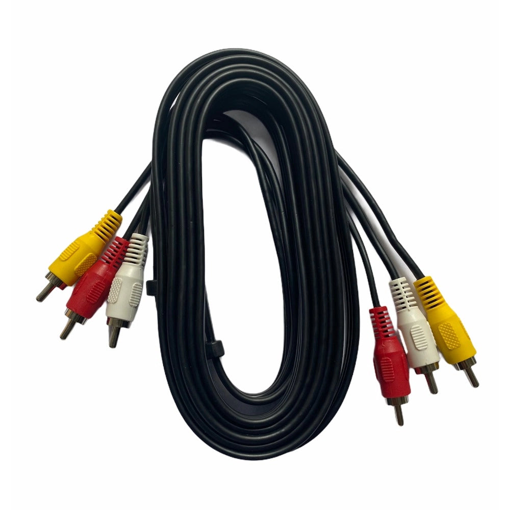 Black 3RCA Male audio video cable, 3 yards, with color-coded connectors.