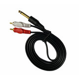 Black 6.35mm Jack to 2RCA Audio Cable connects home audio components