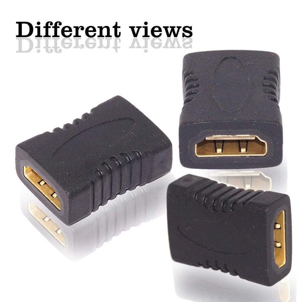 Black HDMI Female to Female Extender Jointer for advanced connections, PVC-protected, supports 4K, 3D, ARC, and HDCP compliant