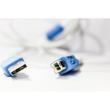 White USB Printer Cable (1.5 Yards) for male-to-male connection, high-speed data transfer tool