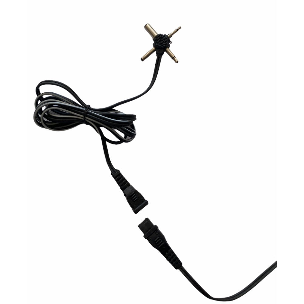 Black power adapter cable with 4-pin connector, suitable for electronics.