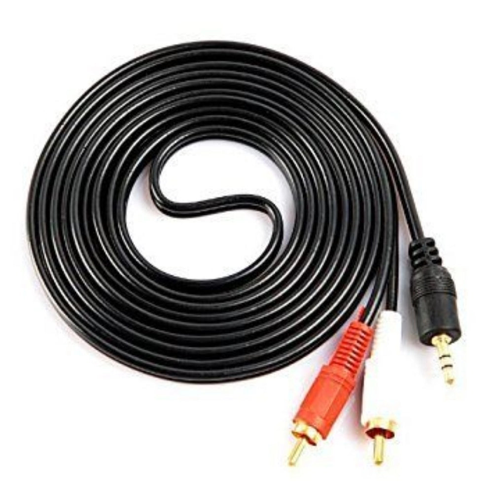 Black 1.5 Yards Audio Cable with 3.5mm Jack and 2RCA Connectors
