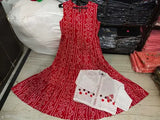 Red rayon flared ankle length kurta