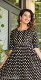 Gold tiered rayon kurti, maroon with traditional charm, three-quarter sleeves