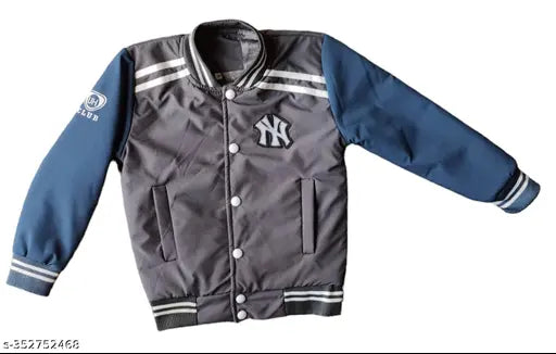 Black and white kids jacket with blue accents
