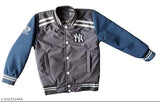 Black and white kids jacket with blue accents
