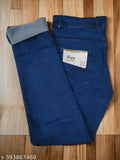 Dark blue denim men's slim jeans, high-quality fabric, perfect for casual or office wear