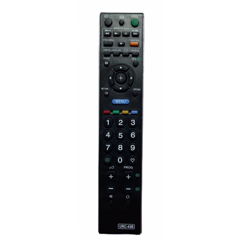 Multi color universal Sony Bravia LCD/LED remote (URC 43), compatible with old model, ergonomic design, infrared connector, zinc carbon battery, maximum range: 30 feet