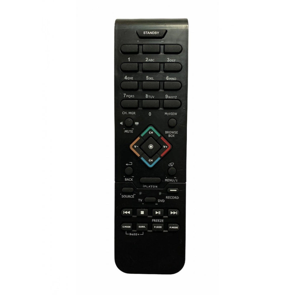Multi-colored LCD/LED remote No. 2213 for Onida TVs, ergonomic design, infrared connector, zinc carbon battery, long range