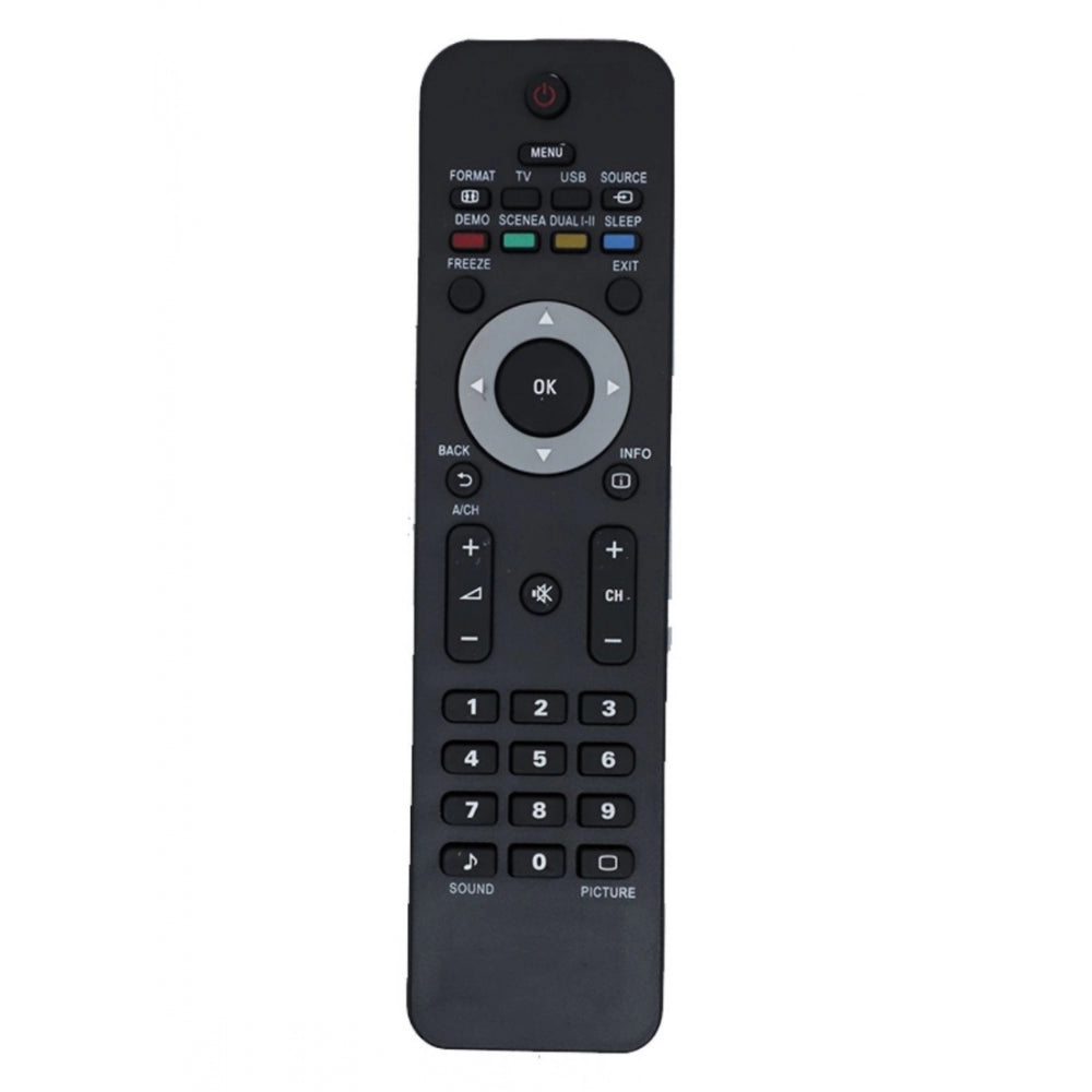 Multi-colored LCD/LED remote URC 33, compatible with Philips TV (same functions), infrared range 30ft, ergonomic design for easy grip and long distance use