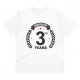 White PC Cotton Men's 3rd Anniversary Printed Half Sleeve T-Shirt, high-quality thread count 180GSM