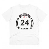 White PC Cotton Men's 24th Anniversary Printed T-Shirt (180GSM) - half sleeve, round neck, casual occasion