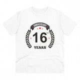 White PC Cotton Men's 16th Anniversary Printed T-Shirt (180GSM), round neck, half sleeve
