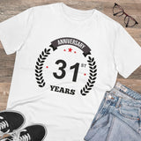 White PC Cotton Men's 31st Anniversary Printed Half Sleeve T-Shirt (180GSM)