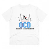 White PC cotton cricket design printed men's T-shirt, half sleeve with round neck, 180GSM thread count for casual occasions