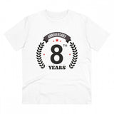 White PC Cotton Men's 8th Anniversary Printed T-Shirt (180GSM), round neck, half sleeve design for casual occasions