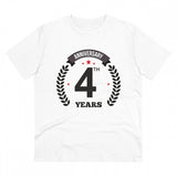 White PC Cotton Men's 4th Anniversary Printed T-Shirt (180GSM) - casual wear with half sleeves and round neck design