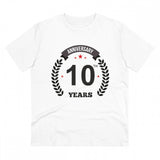 White PC Cotton Men's 10th Anniversary Printed T-Shirt (180GSM) - Round neck, half sleeve, casual occasion