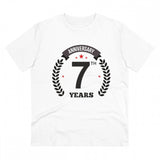 White PC Cotton 7th Anniversary Printed Men's T-Shirt (180GSM), half sleeve, round neck, casual occasion