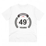 White PC Cotton 49th Anniversary Printed Men's T-Shirt (180GSM), half sleeve round neck casual wear