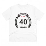 White PC Cotton 40th Anniversary Printed T-Shirt for Men, half sleeve round neck style with high thread count (180GSM)