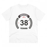 White PC Cotton Men's 38th Anniversary Printed T-Shirt (180GSM), half sleeve, round neck design for casual occasions