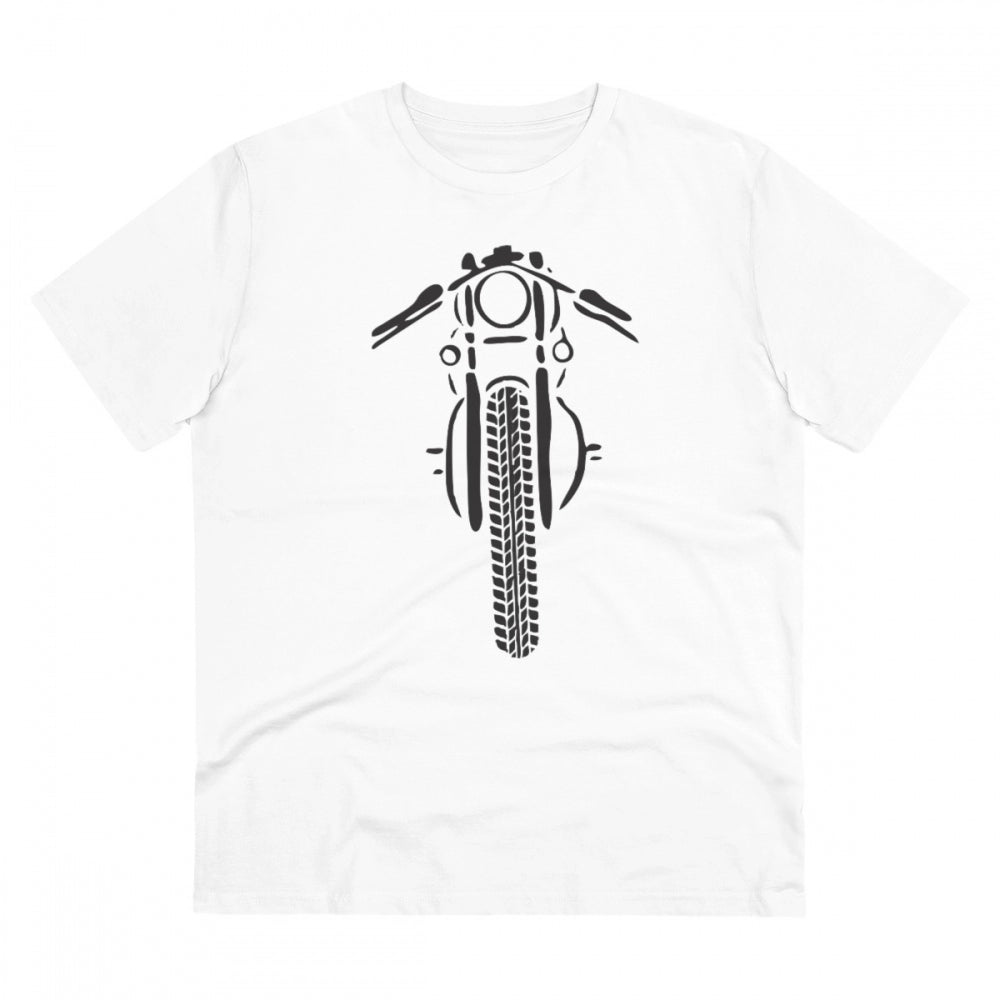 White PC Cotton Men's Bike Ride Design Half Sleeve T-Shirt (180GSM), casual wear for active lifestyle
