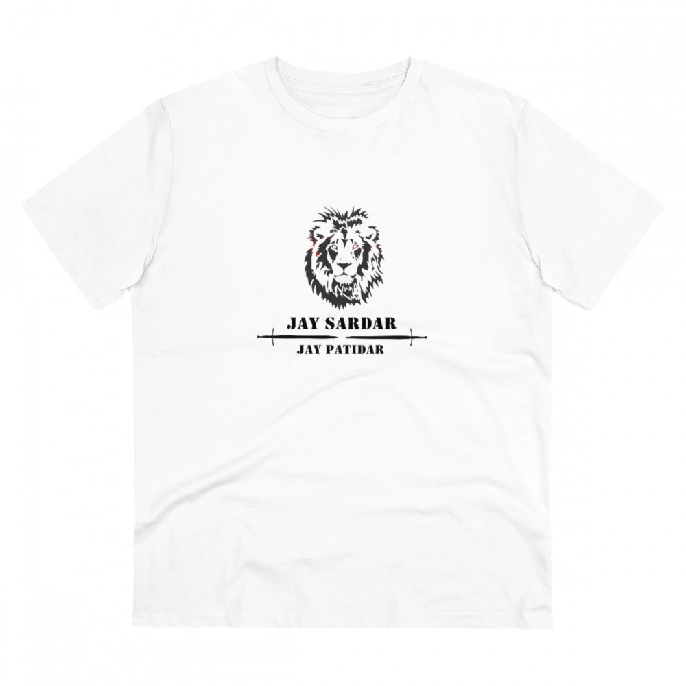 White PC Cotton Jay Sardar Printed Men's T-Shirt (180GSM), casual wear half sleeve round neck design