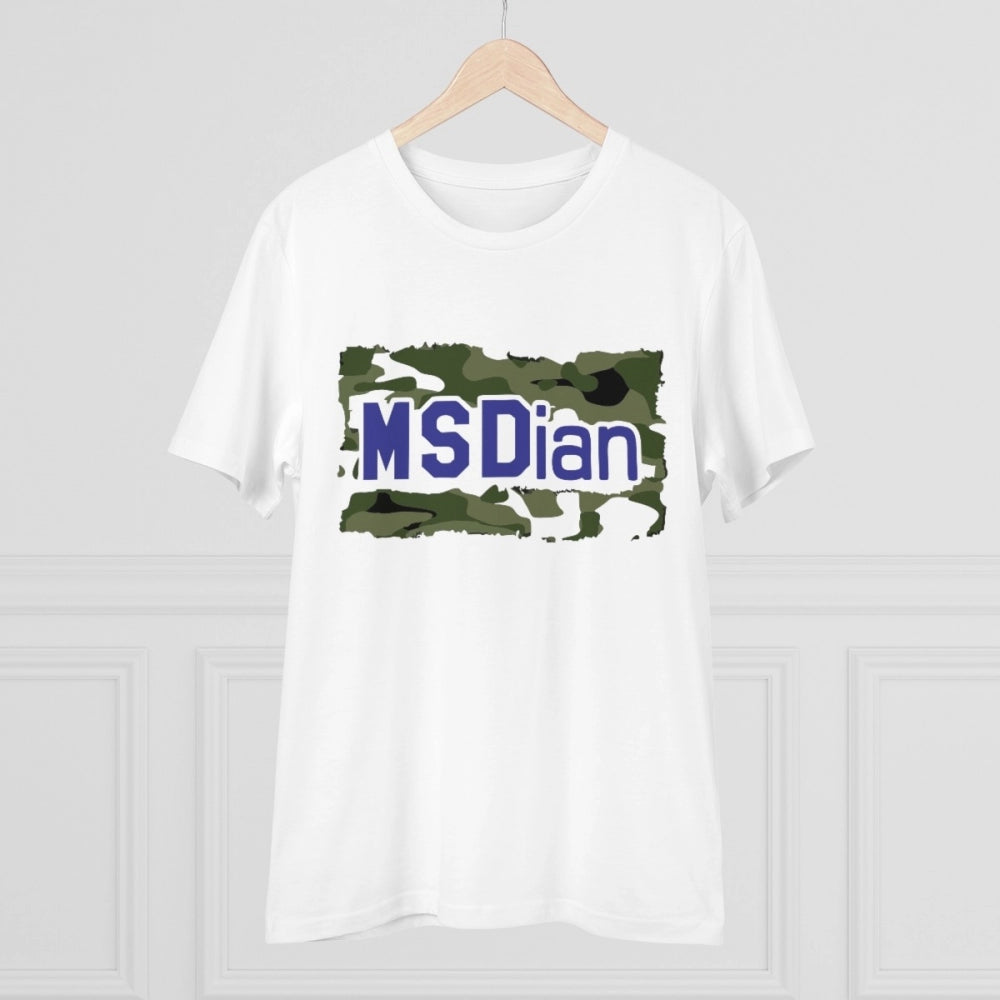 White PC cotton men's cricket design printed half-sleeve t-shirt, round neck, 180GSM thread count for casual occasions