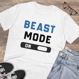 White PC Cotton Men's T-shirt featuring Beast Mode design, half sleeve and round neck, high quality 180GSM fabric for casual wear