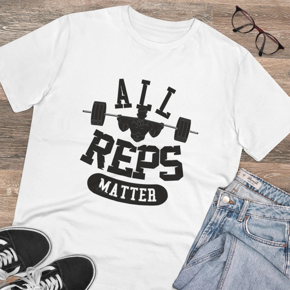 White PC Cotton Men's T-Shirt with All Reps Matter Print, 180GSM thread count for casual wear