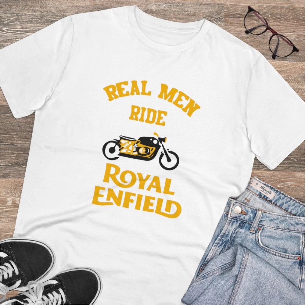 White PC Cotton Men's Bike Ride Design Half Sleeve T-Shirt (180GSM), casual wear