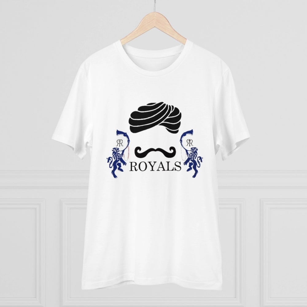 White PC Cotton Men's Cricket Design Half-Sleeve T-Shirt (180GSM), casual wear on flat surface