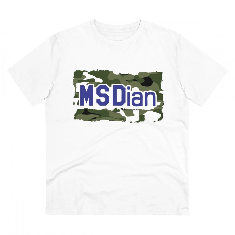 White PC cotton cricket design men's t-shirt, half sleeve with round neck, 180GSM thread count