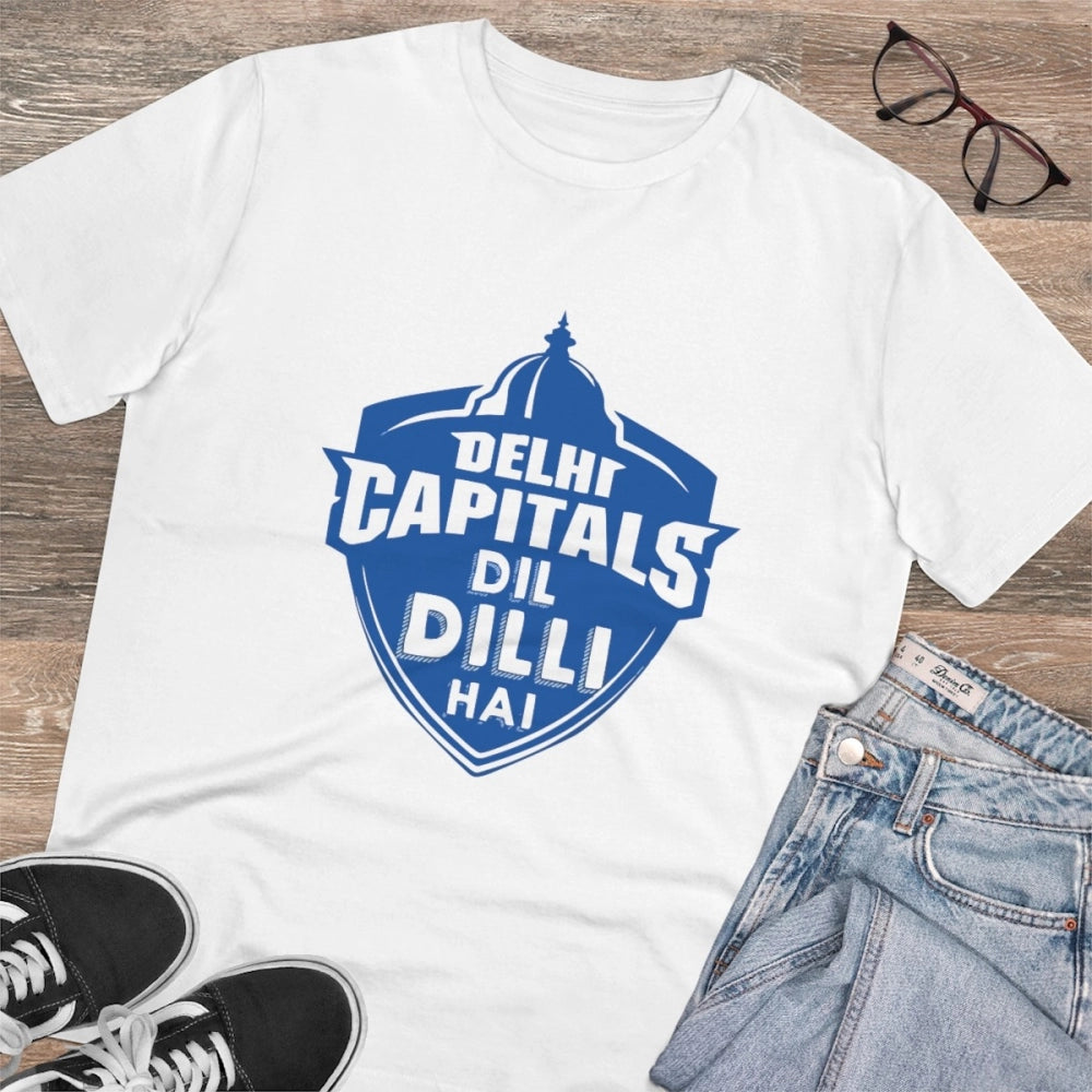 White PC Cotton Men's Cricket Design Half Sleeve T-Shirt (180GSM), casual wear for sports enthusiasts