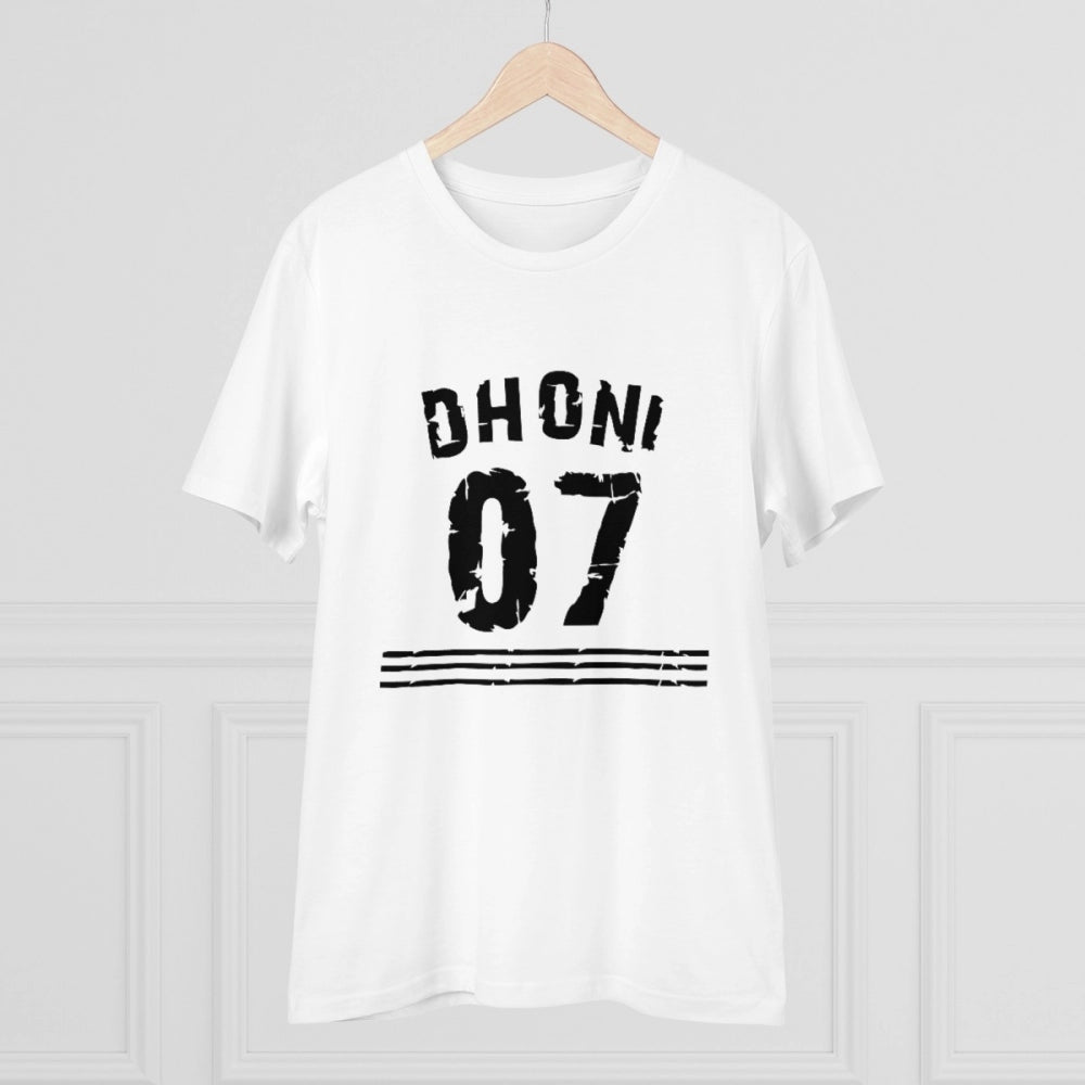White PC cotton men's cricket design half sleeve t-shirt with round neck, 180GSM thread count for casual wear