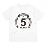 White PC Cotton Men's 5th Anniversary Printed T-Shirt (180GSM) - round neck, half sleeve design for casual occasions