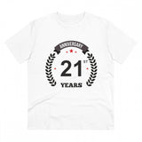White PC Cotton 21st Anniversary Printed Men's T-Shirt (Thread Count: 180GSM), half sleeve, round neck on casual occasion