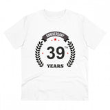 White PC Cotton 39th Anniversary Printed T-Shirt (180GSM), half sleeve, round neck for men's casual occasion