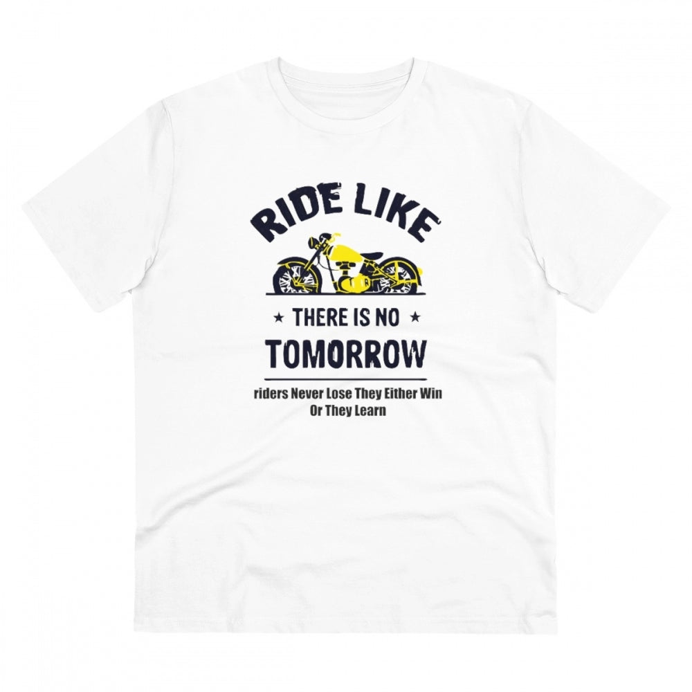 White PC cotton men's bike ride design half sleeve t-shirt (180GSM) for casual wear