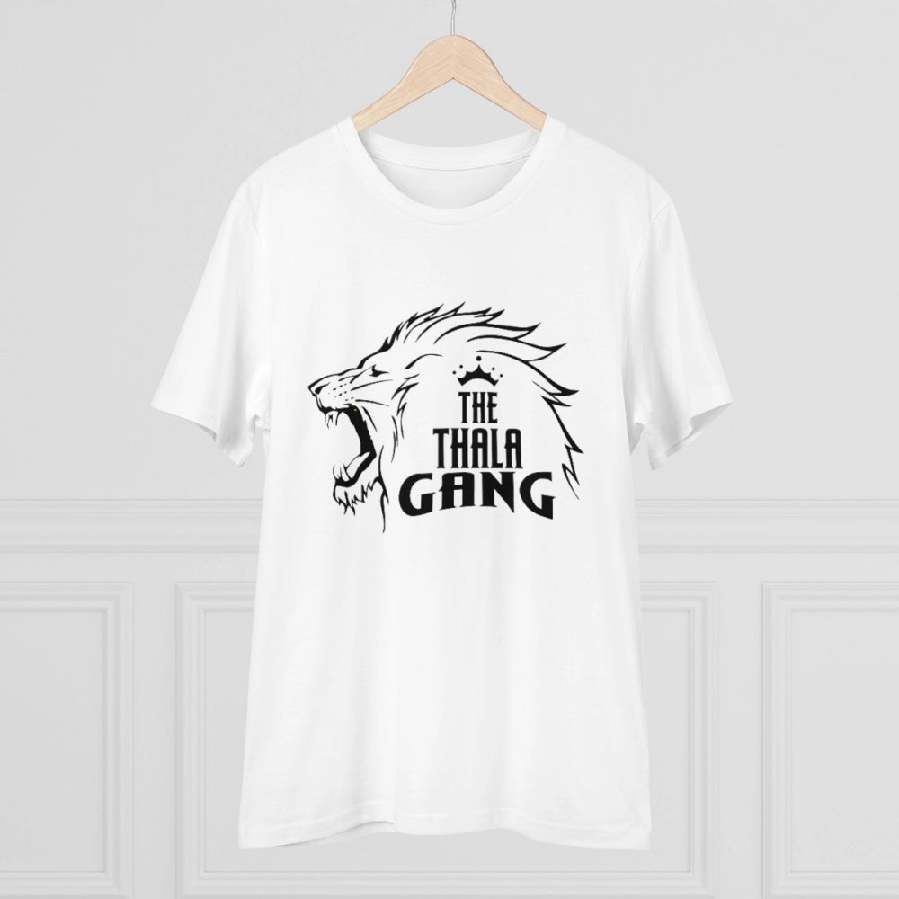 White PC Cotton Men's Cricket Design Half Sleeve T-Shirt (180GSM), casual wear for sports enthusiasts