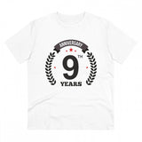 White PC Cotton 9th Anniversary Printed Men's T-Shirt (Thread Count: 180GSM), half sleeve, round neck