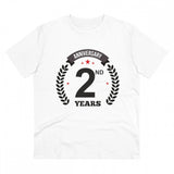 White PC Cotton 2nd Anniversary Printed T-Shirt (180GSM), men's casual wear on mannequin