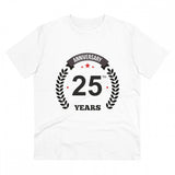 White PC Cotton Men's 25th Anniversary Printed Half Sleeve T-Shirt (180GSM) - casual occasion wear