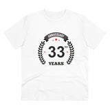 White PC Cotton Men's 33rd Anniversary Printed T-Shirt (180GSM) - Half sleeve, round neck, casual occasion