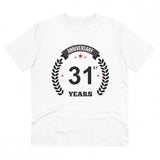 White PC Cotton Men's 31st Anniversary Printed Half Sleeve T-Shirt, round neck, 180GSM thread count