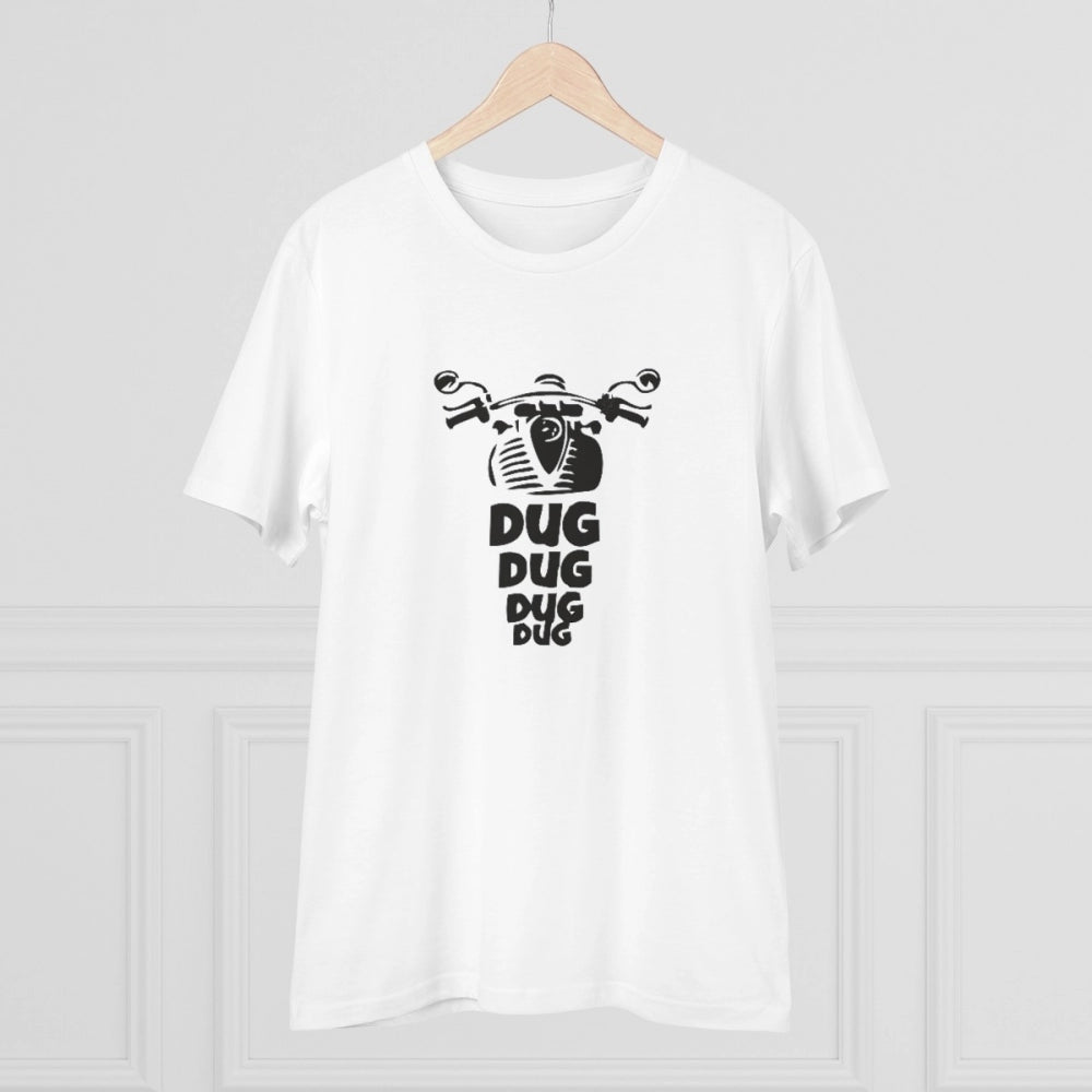 White PC cotton bike ride design men's t-shirt with half sleeves, round neck, 180GSM thread count for casual occasions