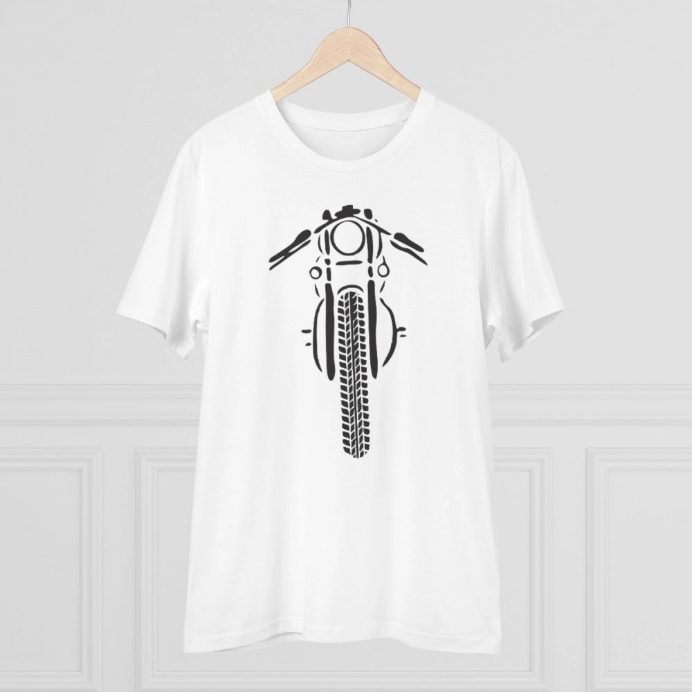 White PC Cotton Men's Bike Ride Design Half Sleeve T-Shirt (180GSM) - casual wear for men