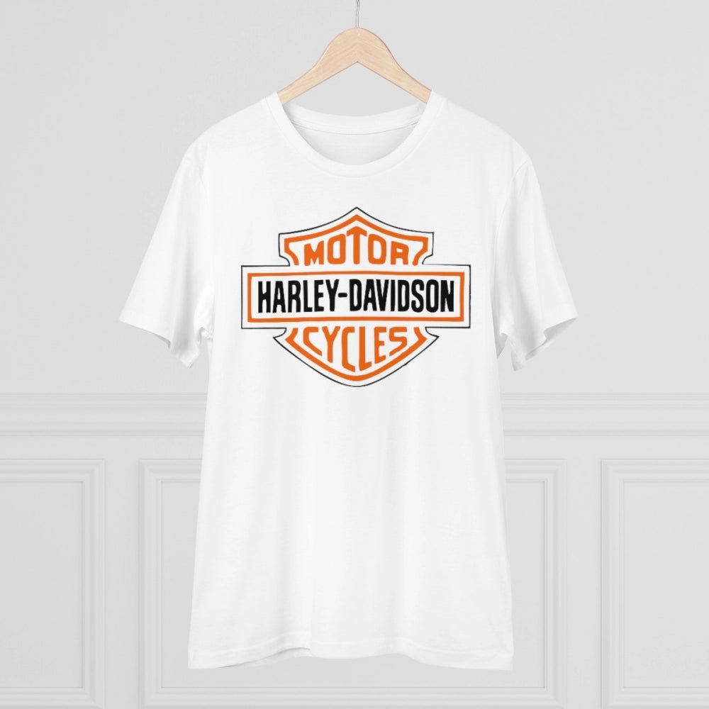 White PC cotton Men's Bike Ride Design half sleeve T-shirt, casual wear for men